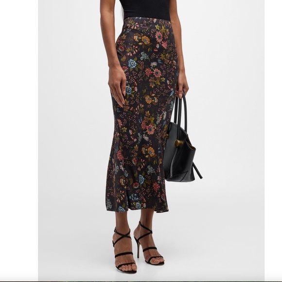 Veronica Beard Floral Midi Skirt - Black and Multicolor - Picture 1 of 3